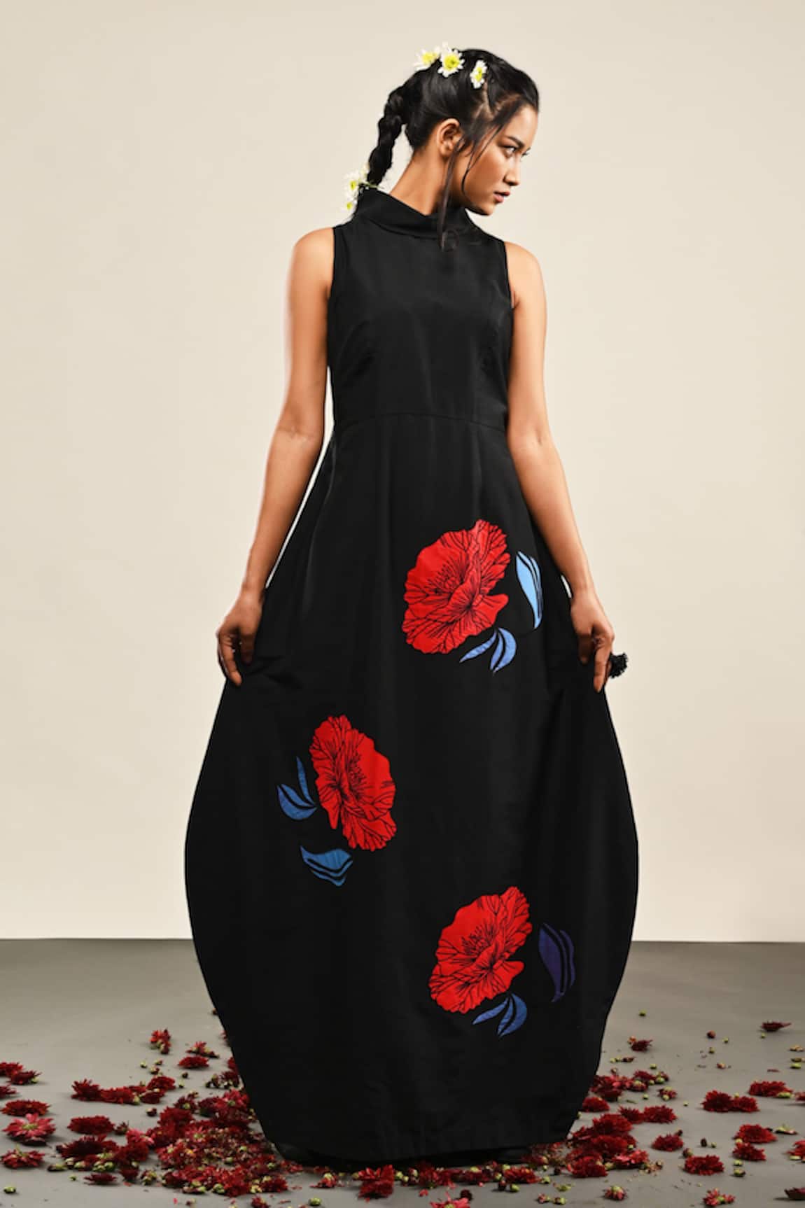 Taika by Poonam Bhagat Cocoon Poppy Floral Embroidered Dress