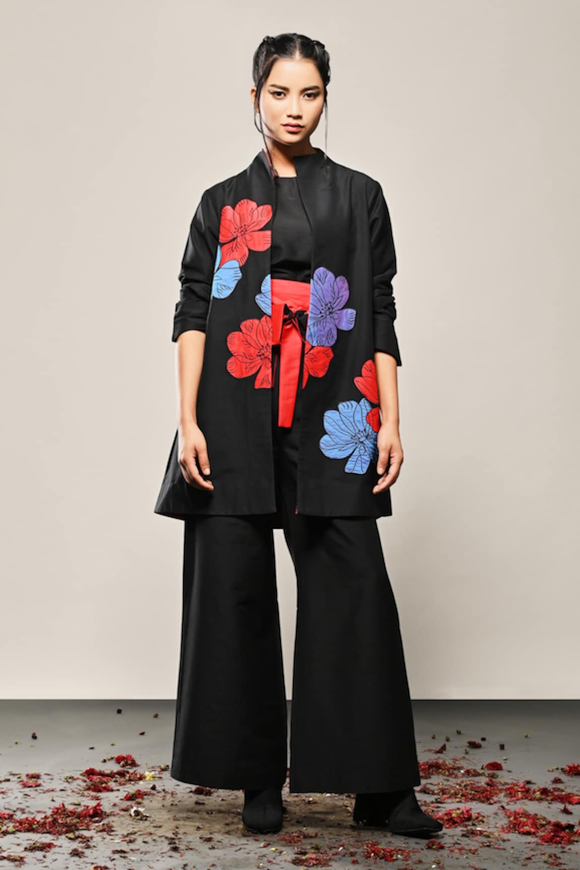 Taika by Poonam Bhagat Poppy Hibiscus Embroidered Jacket