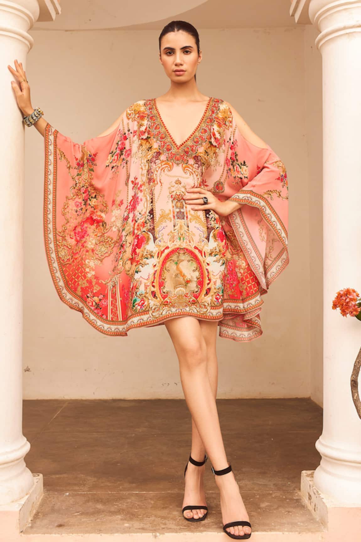 Zariaah Lotus Bloom Print Kaftan Dress
