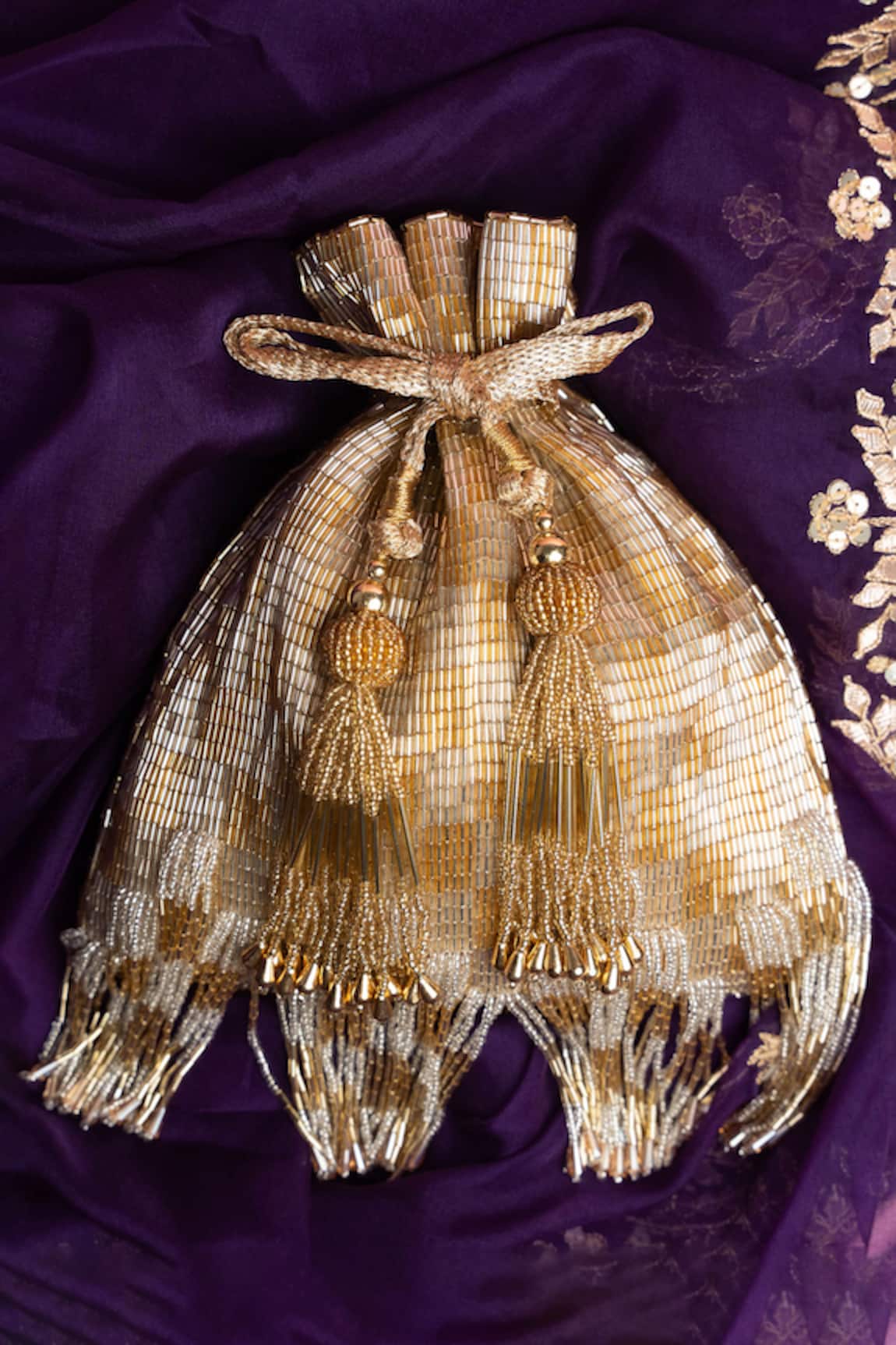 Nayaab By Sonia Silk Tassel Embroidered Potli