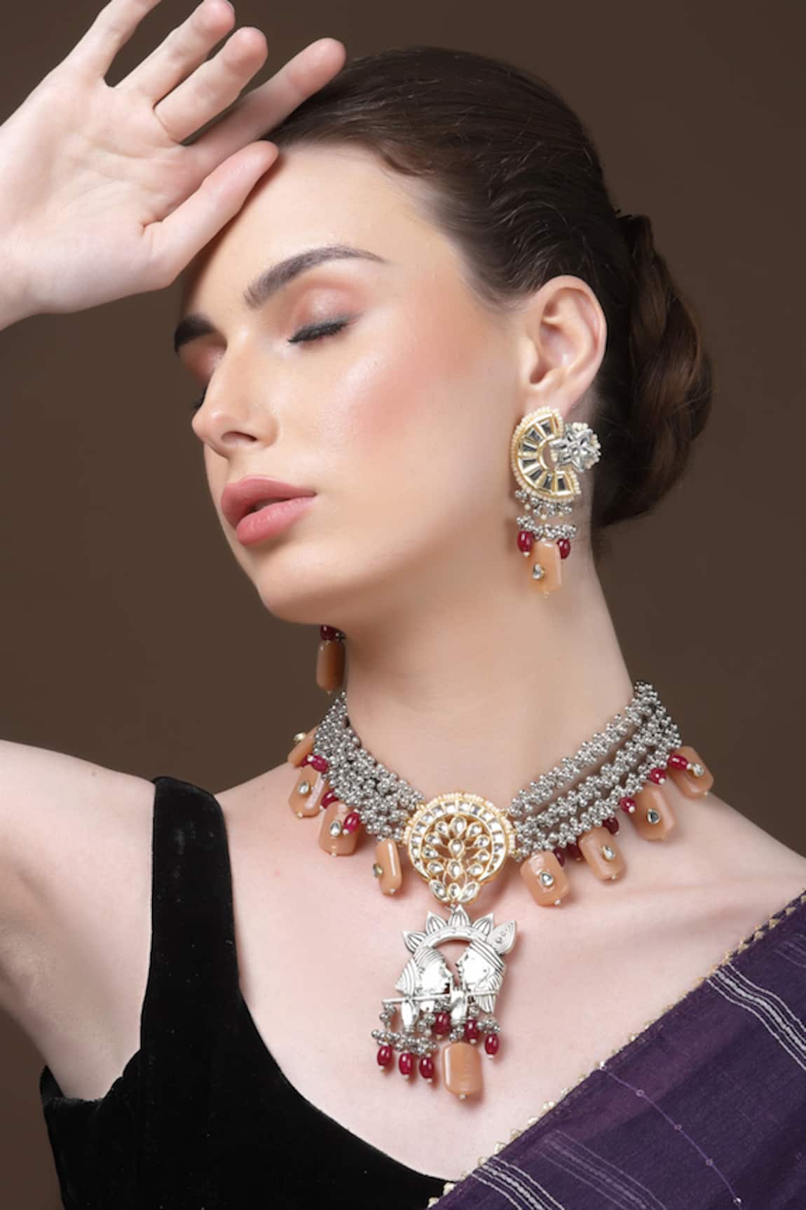 Dugran By Dugristyle Carved Tribal Figurine Pendant Necklace Set