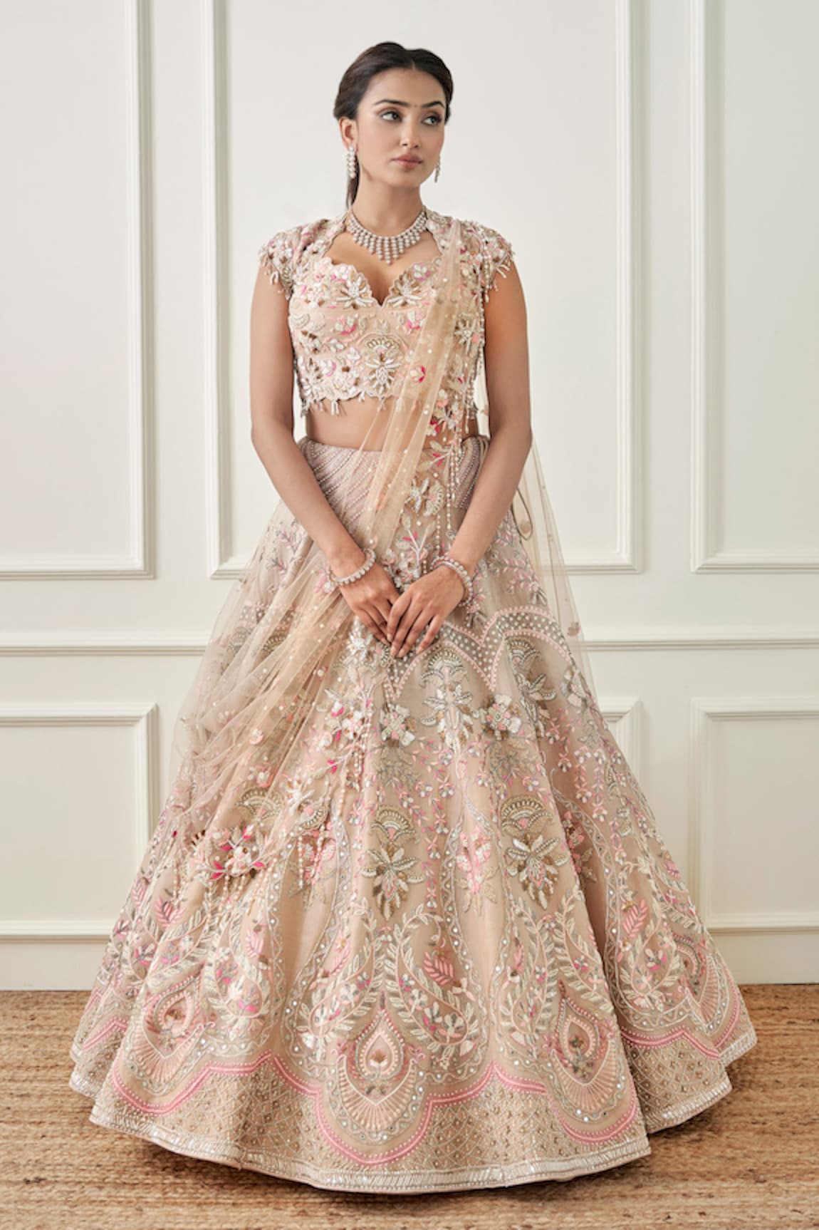 Sonia Bansal Pearl Hand Embroidered Bridal Lehenga Set