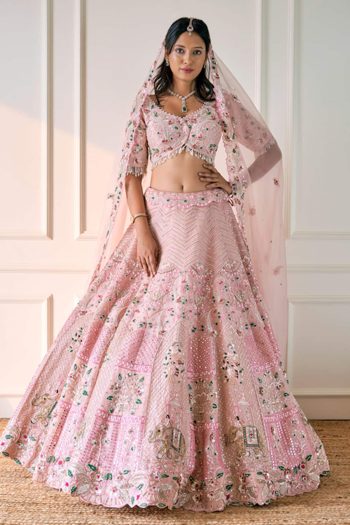 Sonia Bansal Cutdana Hand Embroidered Bridal Lehenga Set