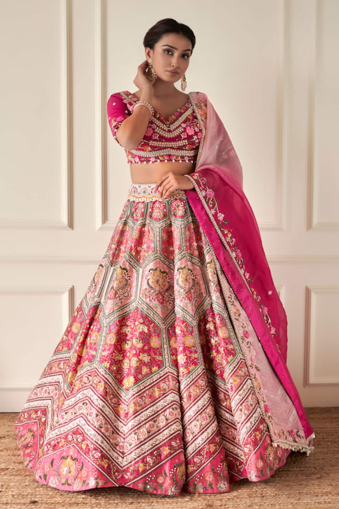 Sonia Bansal Printed & Embroidered Bridal Lehenga Set