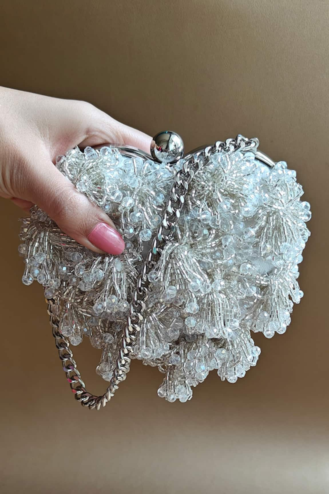 Plode Crystal Embellished Micro Heart Bag