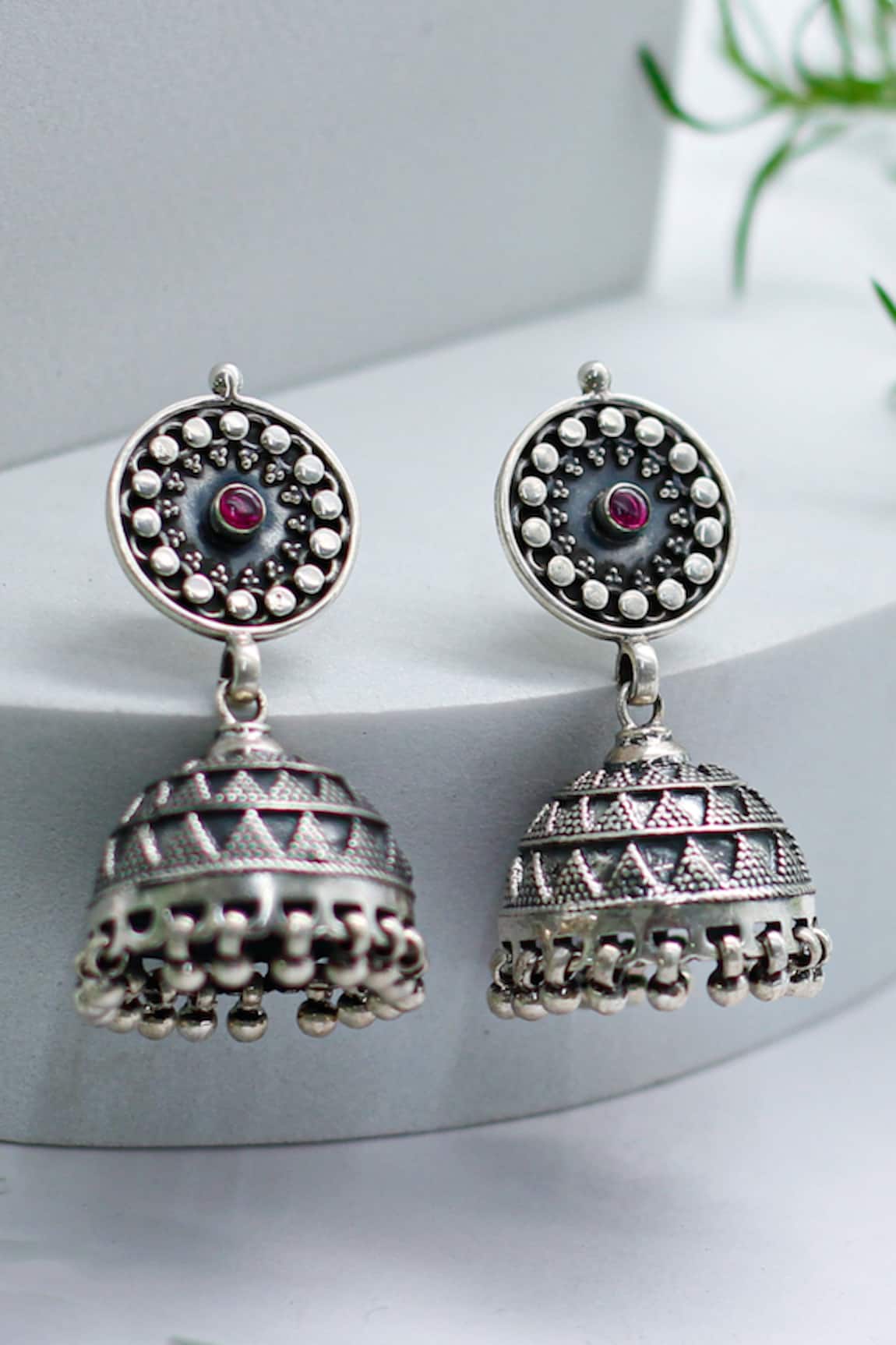 Sangeeta Boochra Hanging Dome Handcrafted Jhumkas 