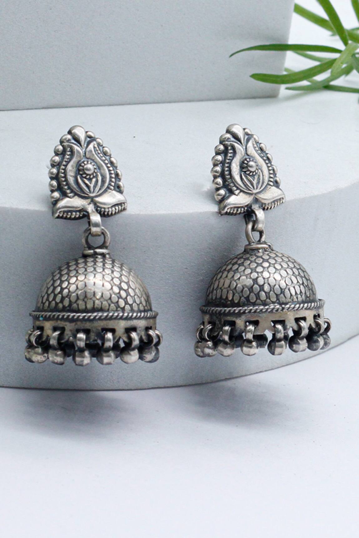 Sangeeta Boochra Ghunghroo Drop Carved Jhumkas 
