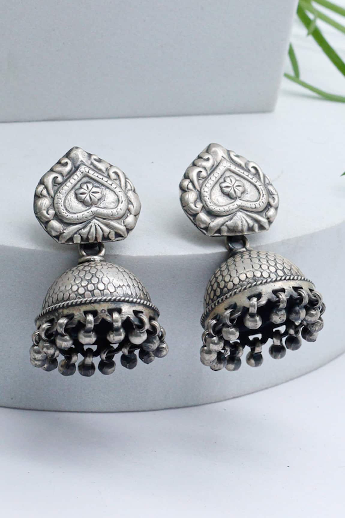Sangeeta Boochra Handcrafted Carved Jhumkas