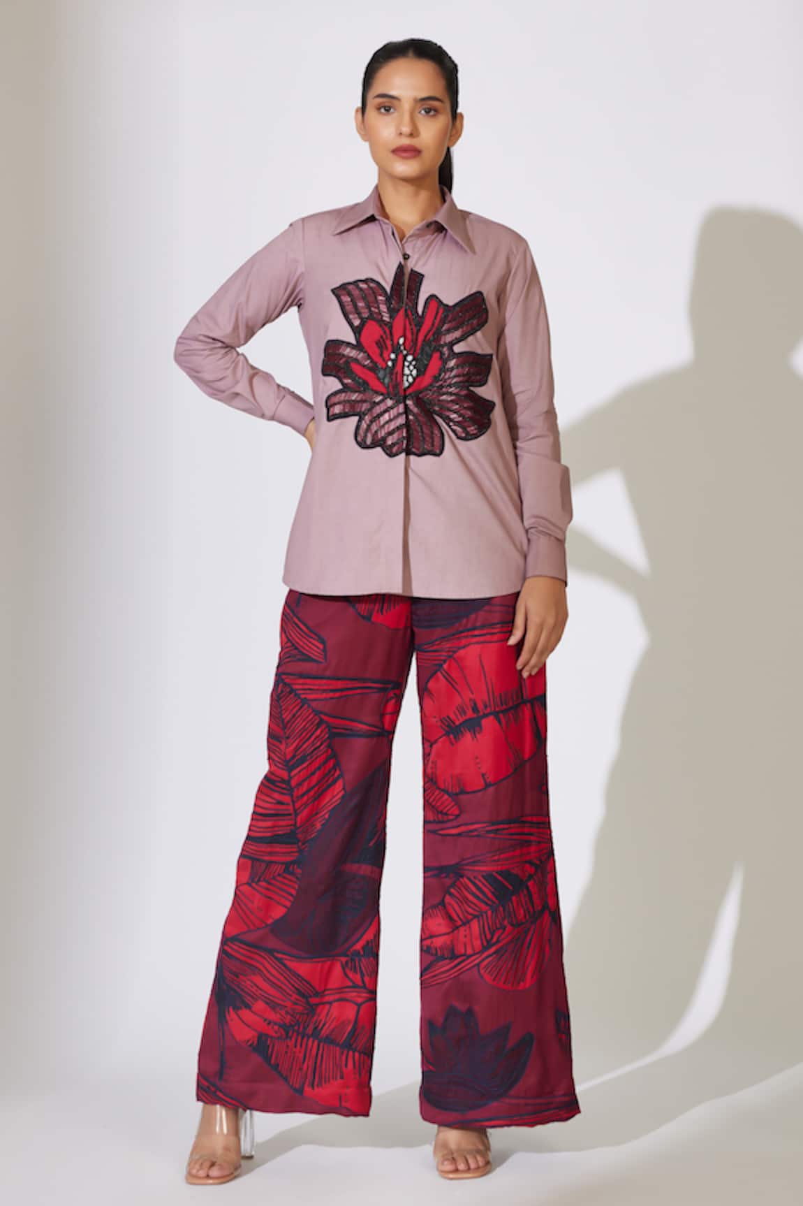 Koai Floral Bead Embroidered Shirt 