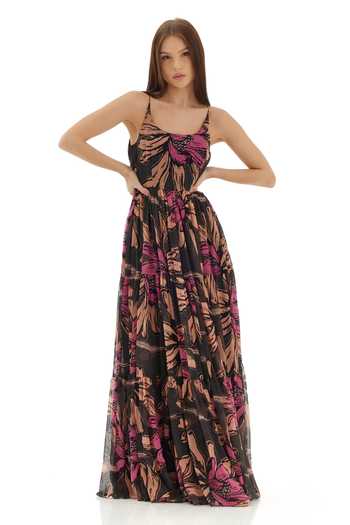 Koai Floral Pattern Tiered Strappy Dress 