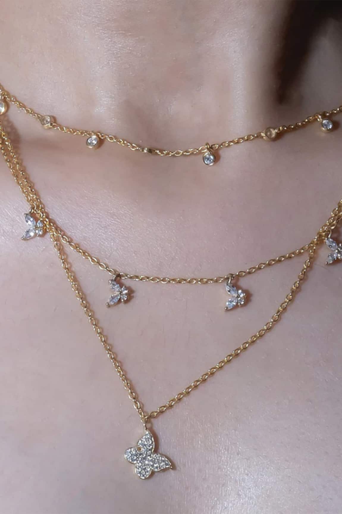 Anushka Jain Jewellery Crystal Studded Butterfly Necklace