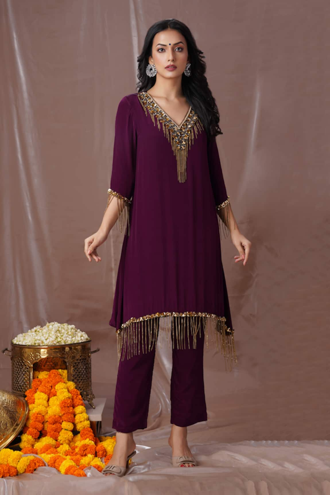 Amani Stone Embroidered Yoke Kurta & Pant Set