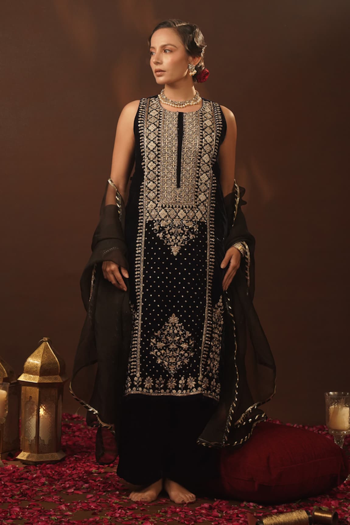 MANSI GAJJAR Pearl Hand Embroidered Kurta Set