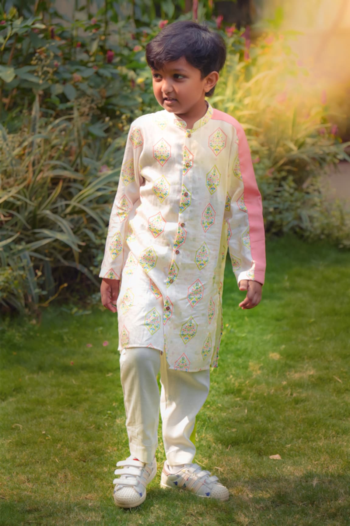 Little Shiro Tiranga Mughal Print Kurta With Pant