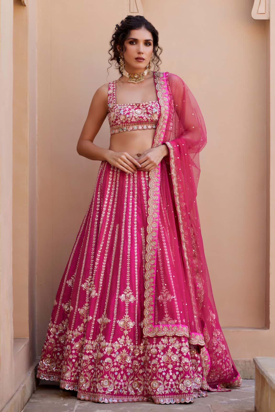 Chamee and Palak Nayantara Floral Zardosi Work Lehenga Set