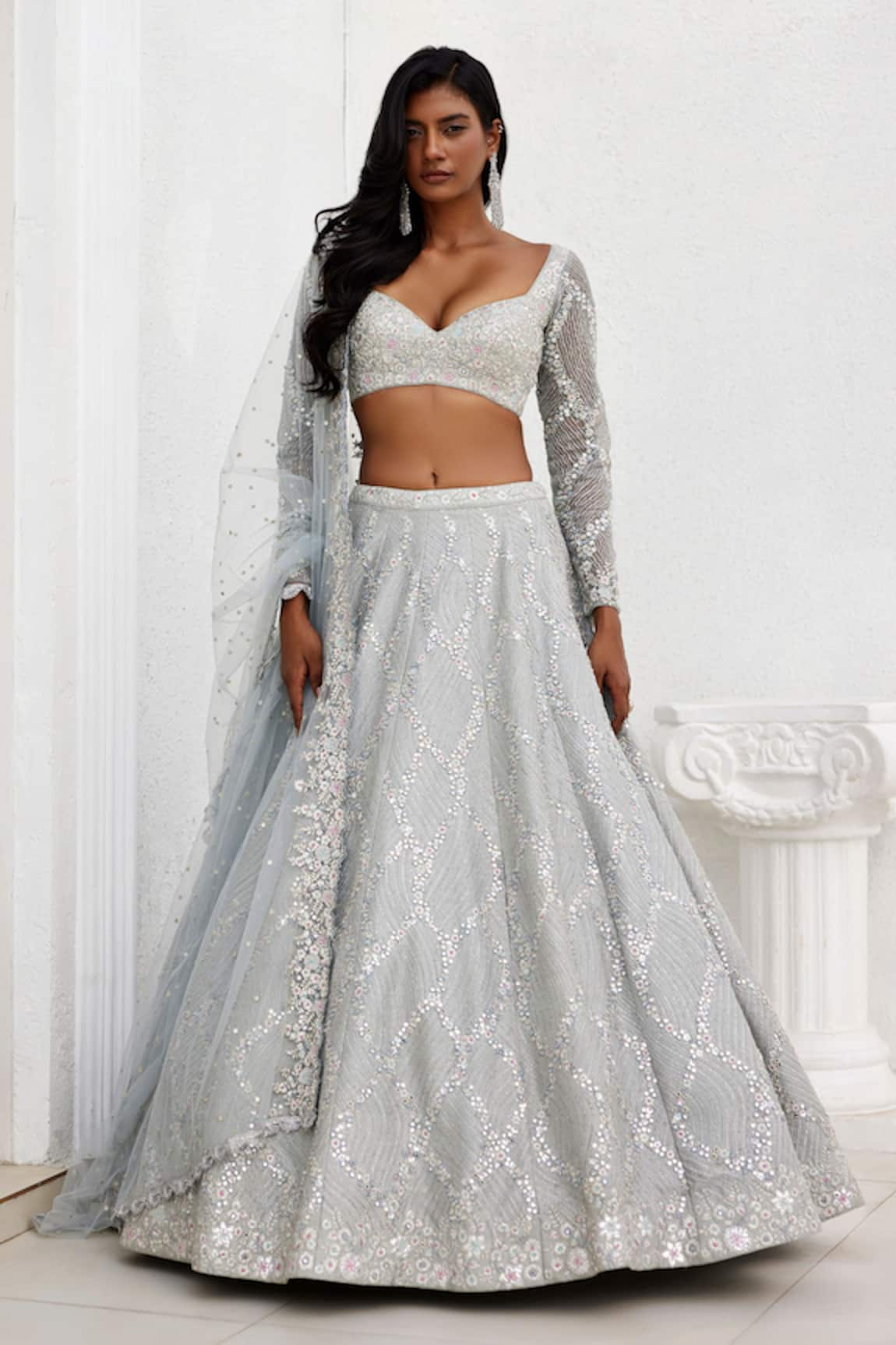 Chamee and Palak Rochelle Mirror & Zari Embroidered Bridal Lehenga Set