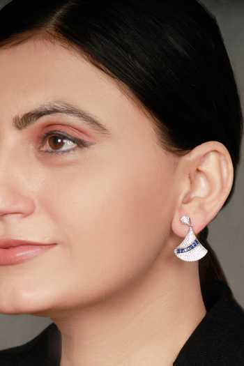 Sangeeta Boochra Oxidised Silver Aqua Drop Statement Earrings main image 1