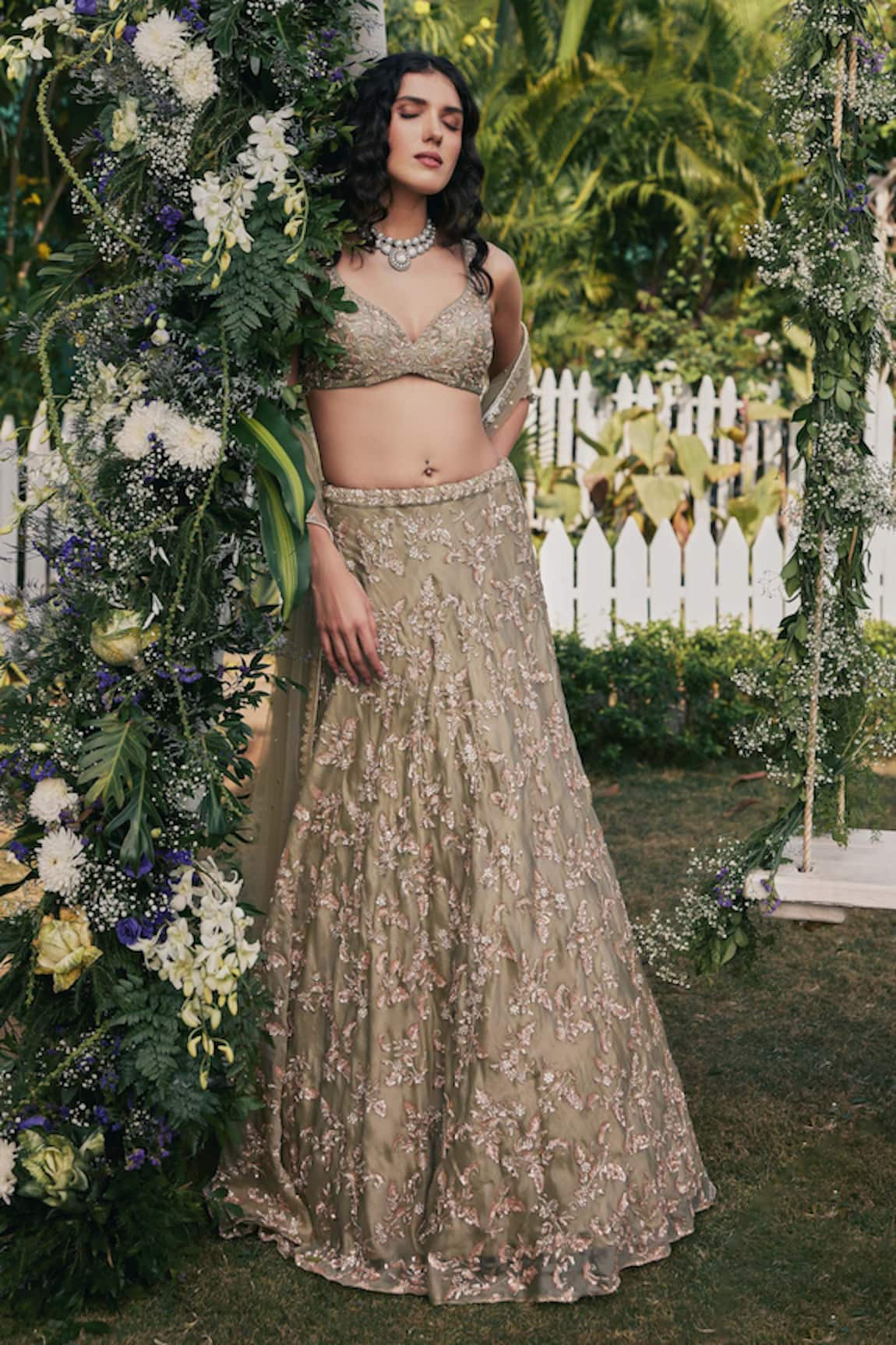 Chamee and Palak Serena Floral Embroidered Lehenga Set