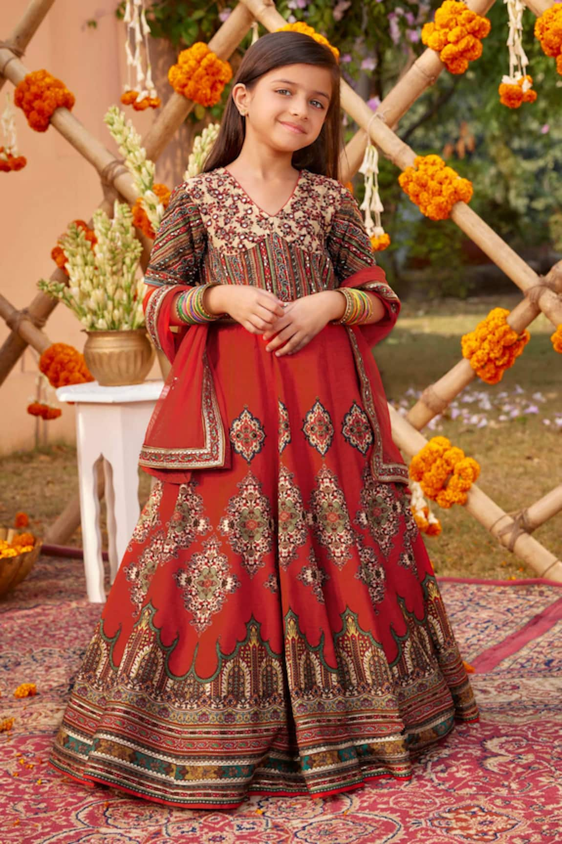 Kalista Zaina Floral Pattern Anarkali With Dupatta