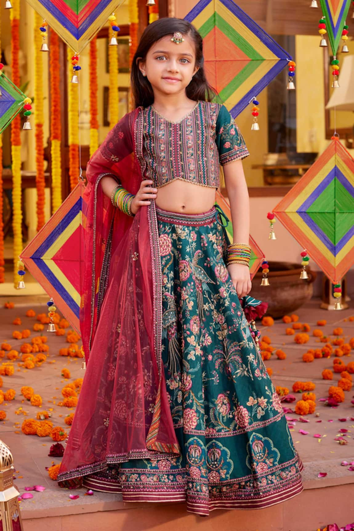 Kalista Bageecha Peacock Hand Embroidered Lehenga Set