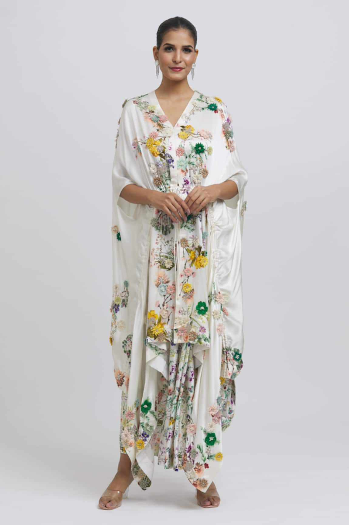 Anamika Khanna Embroidered Kaftan Kurta & Draped Skirt Set