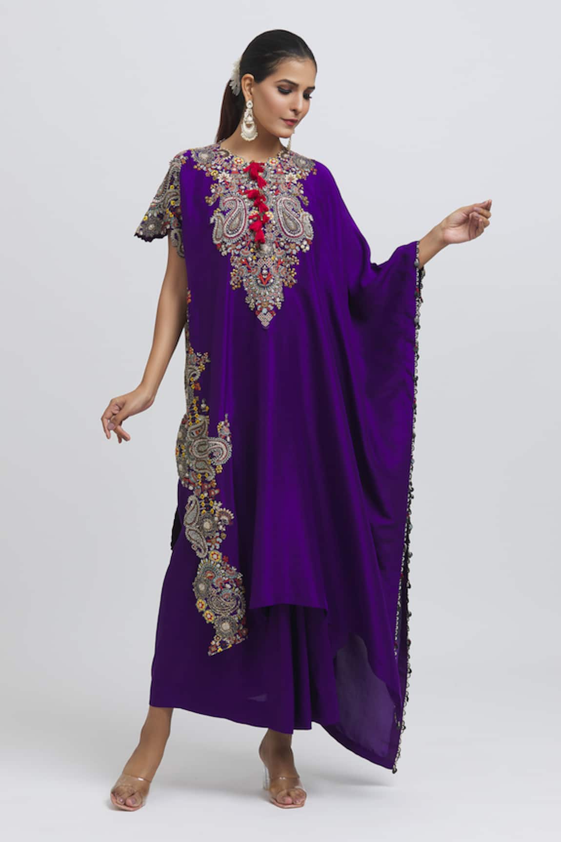 Anamika Khanna Paisley Embroidered Kaftan & Skirt Set