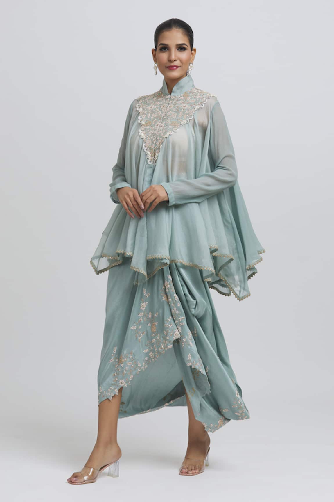 Anamika Khanna Zardozi Embroidered Top & Skirt Set