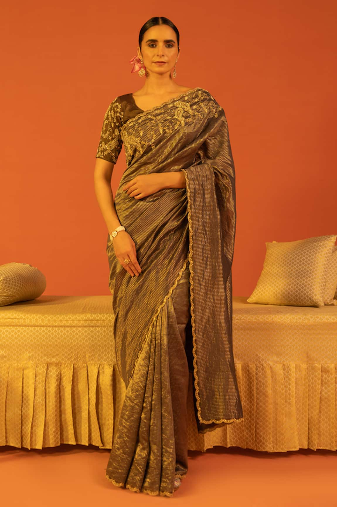 Kridha Designs Ambhoda Chanderi Saree With Blouse