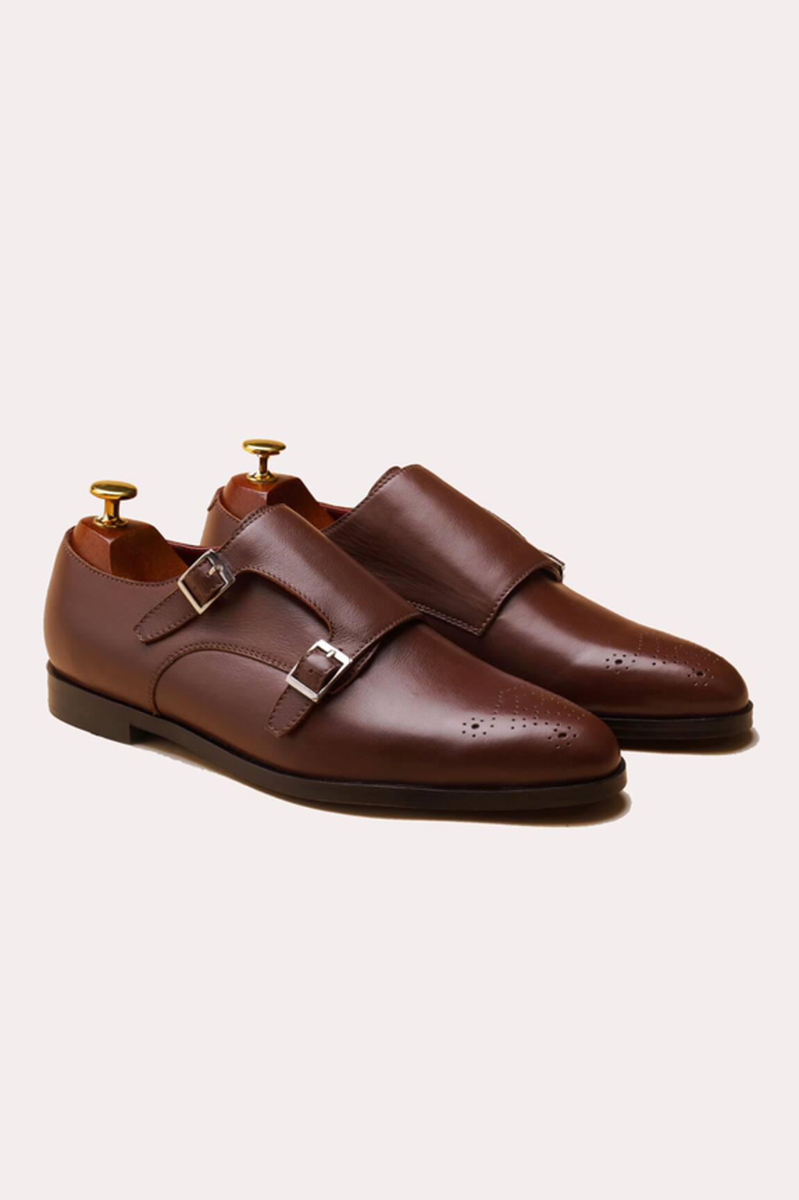 Morf Brogue Embellished Monk Strap Shoes