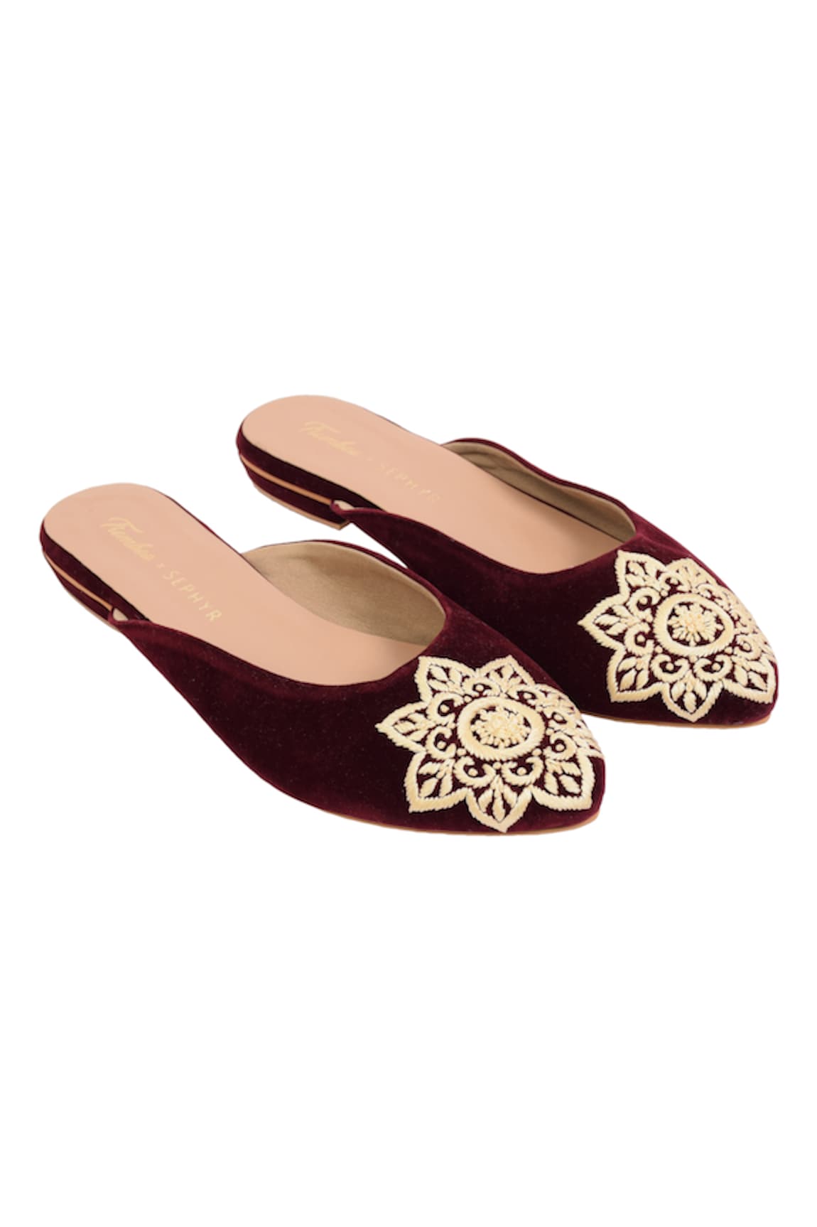 Sephyr Delara Floral Zardozi Embroidered Flats