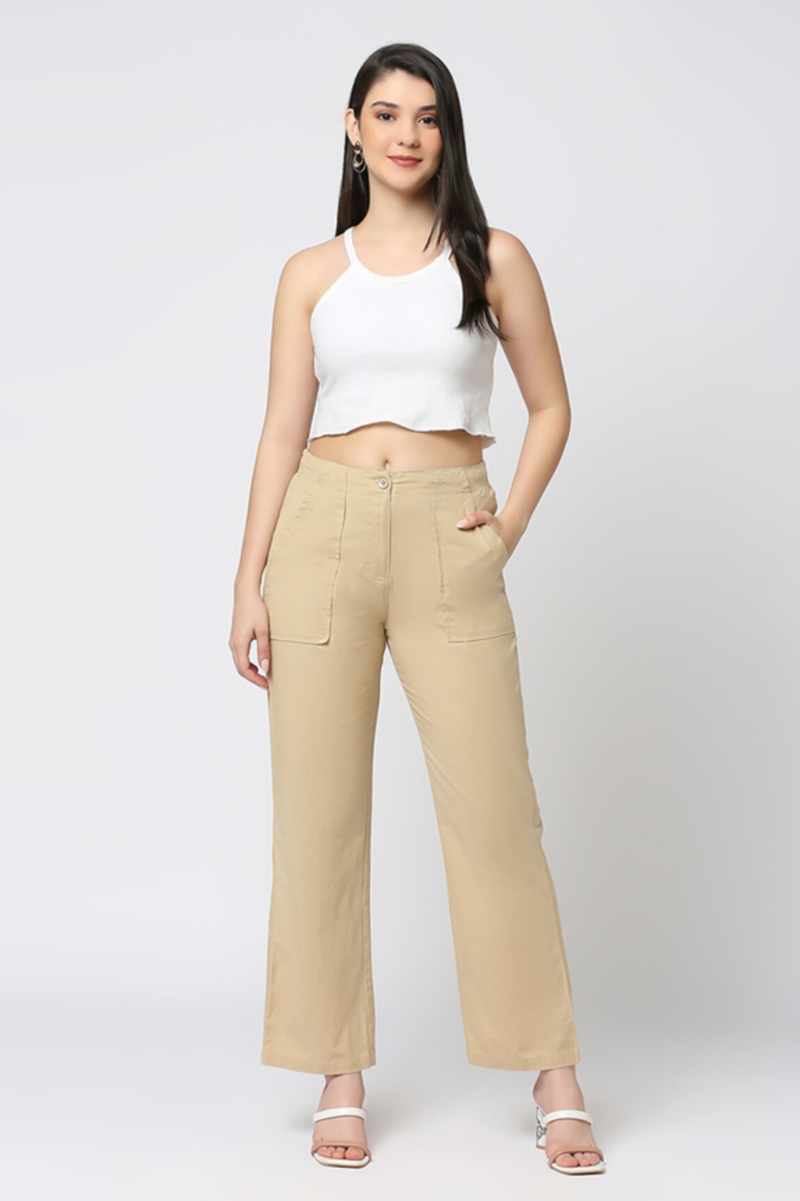 Emblaze Pocketed Solid Trouser