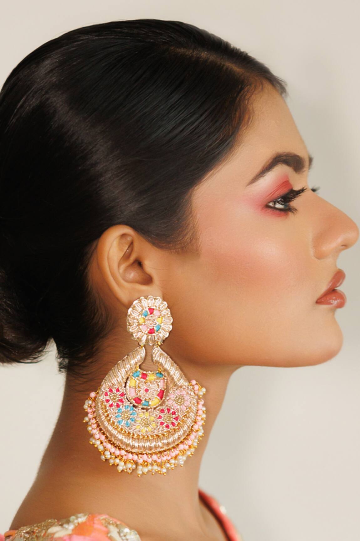 Kanyaadhan By Dhirajaayushi Floral Dabka Embroidered Chaandbaali 