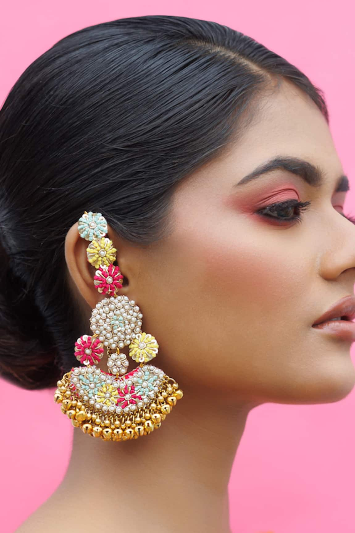 Kanyaadhan By DhirajAayushi Moti Embroidered Dangler Earrings