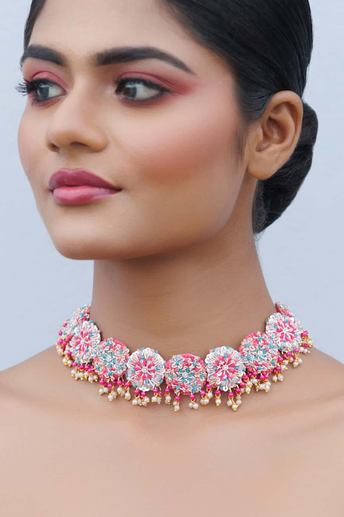 Kanyaadhan By DhirajAayushi Dabka & Thread Embroidered Choker Necklace