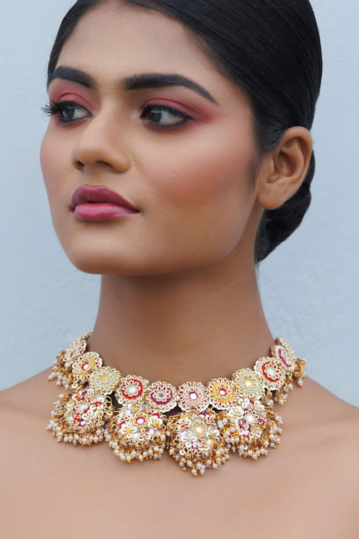 Kanyaadhan By DhirajAayushi Sitara Floral Dabka Embroidered Choker Necklace