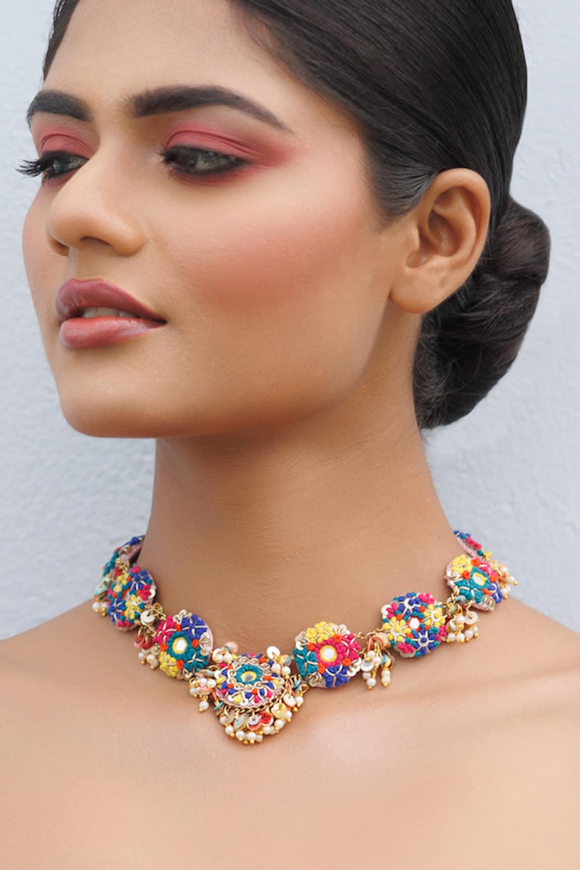 Kanyaadhan By DhirajAayushi Dabka & Abla Embroidered Choker Necklace