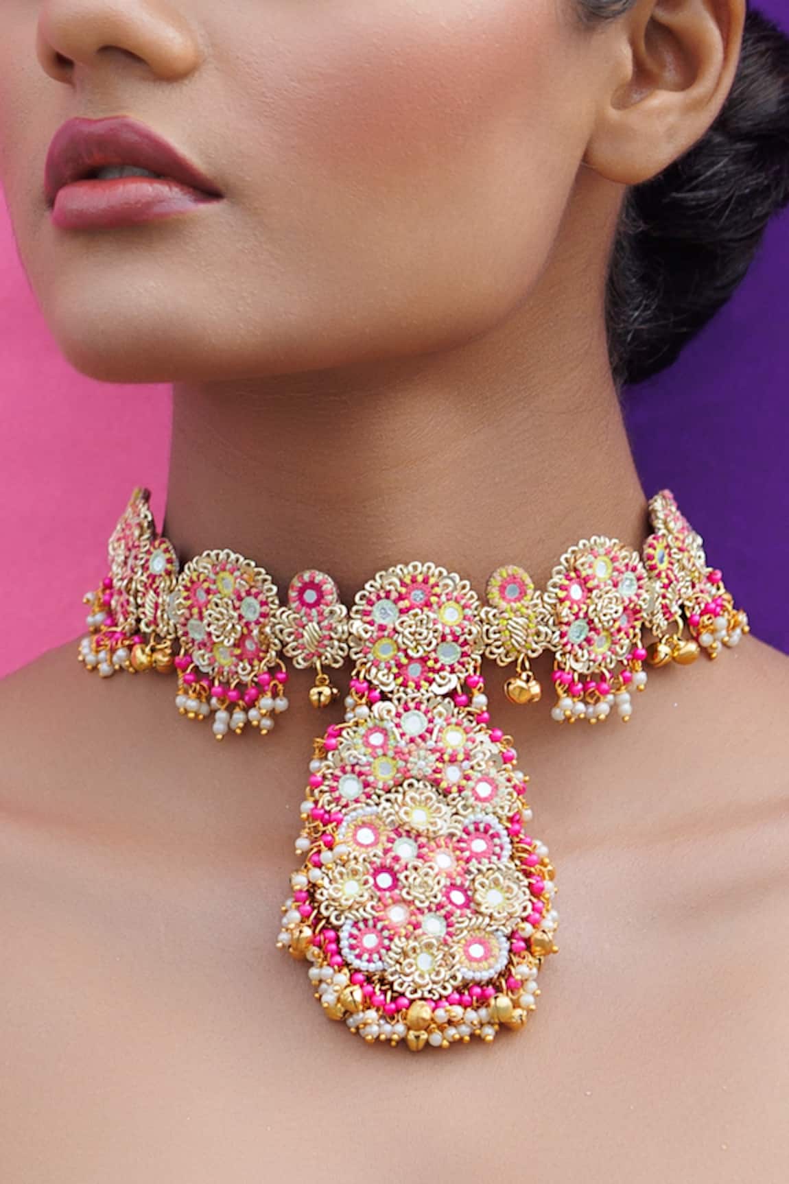 Kanyaadhan By DhirajAayushi Abla & Thread Embroidered Choker Necklace