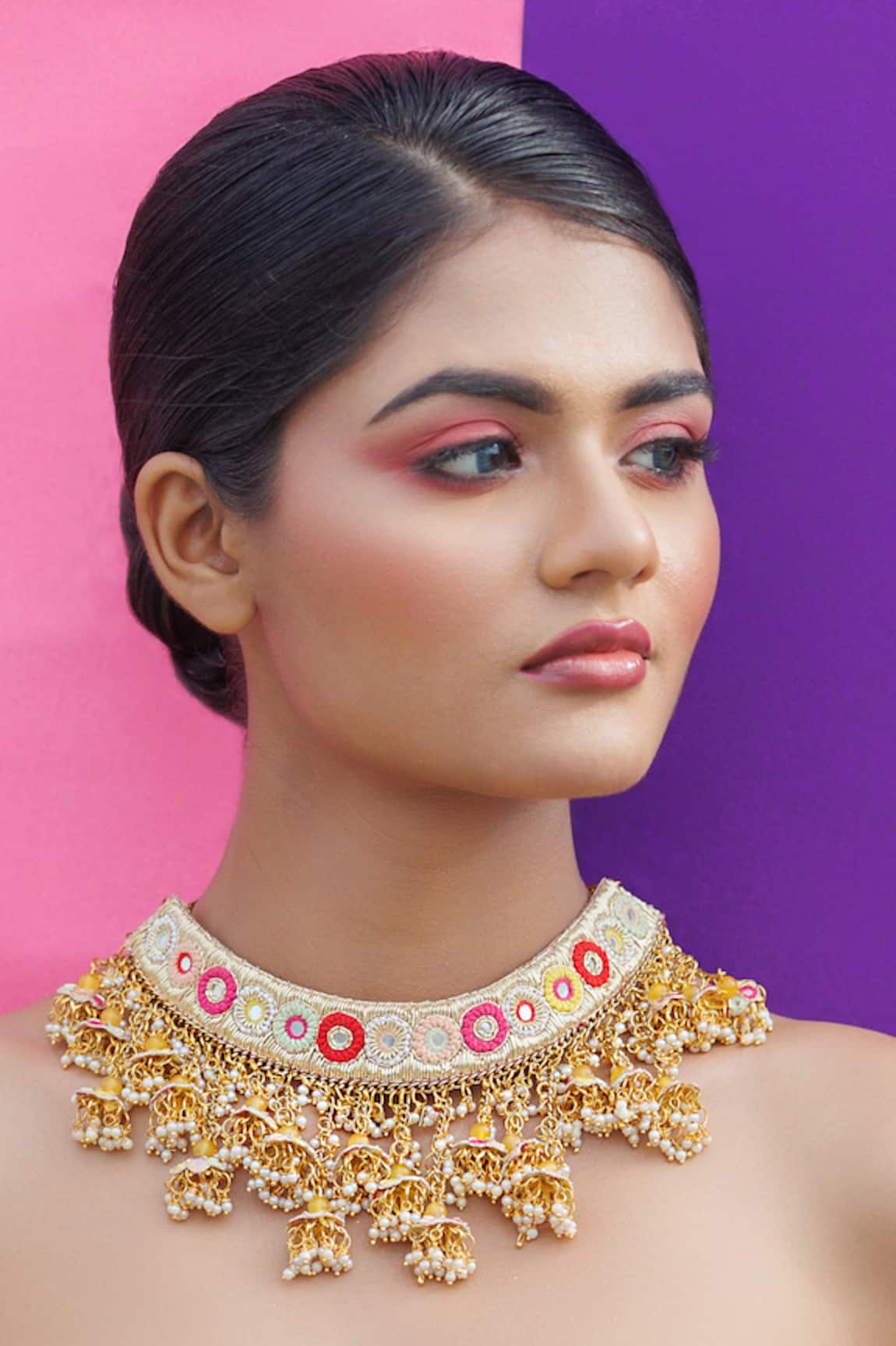 Kanyaadhan By DhirajAayushi Bohemian Begum Embroidered Choker Necklace