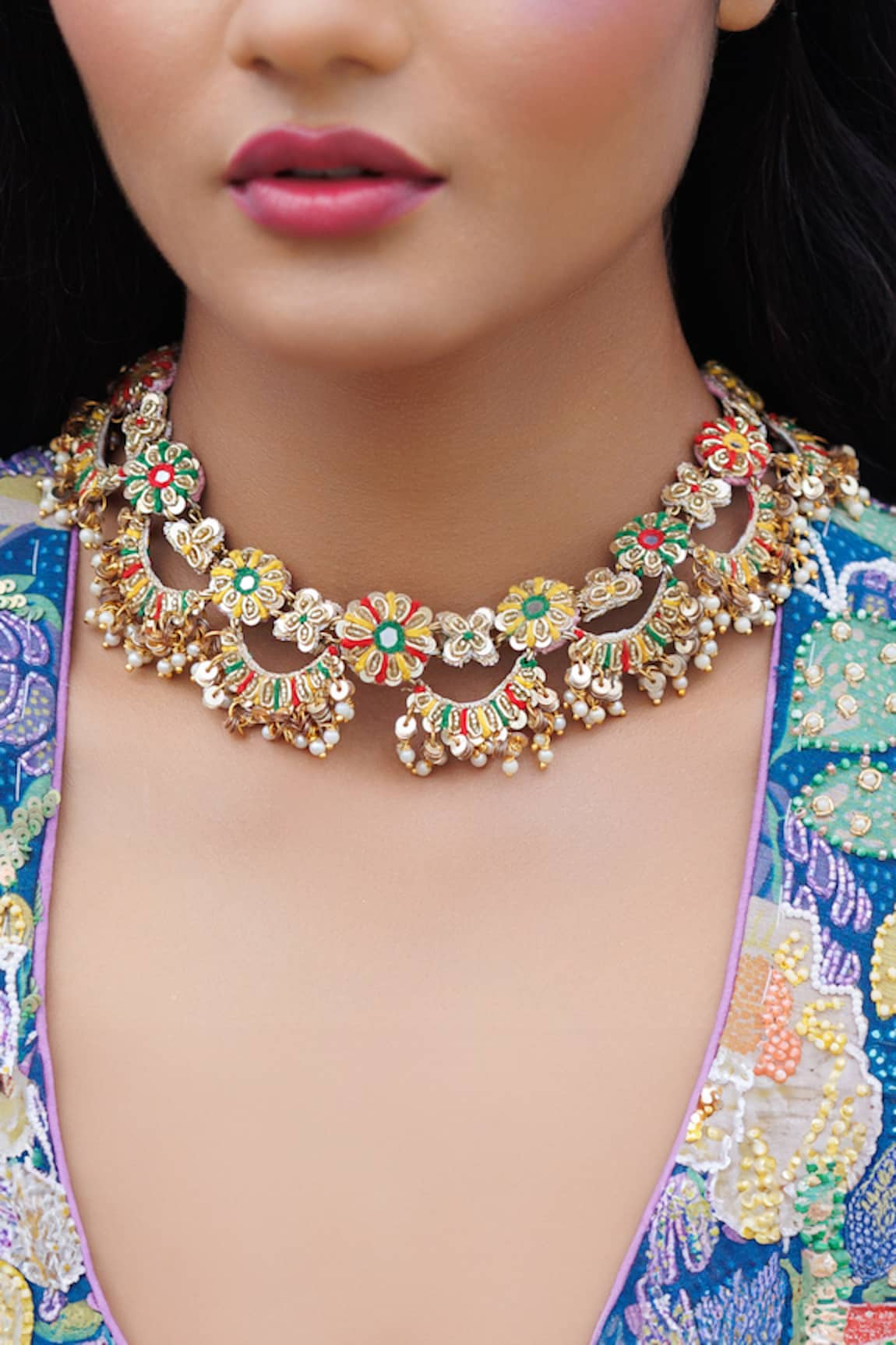 Kanyaadhan By DhirajAayushi Chitraa Embroidered Choker Necklace