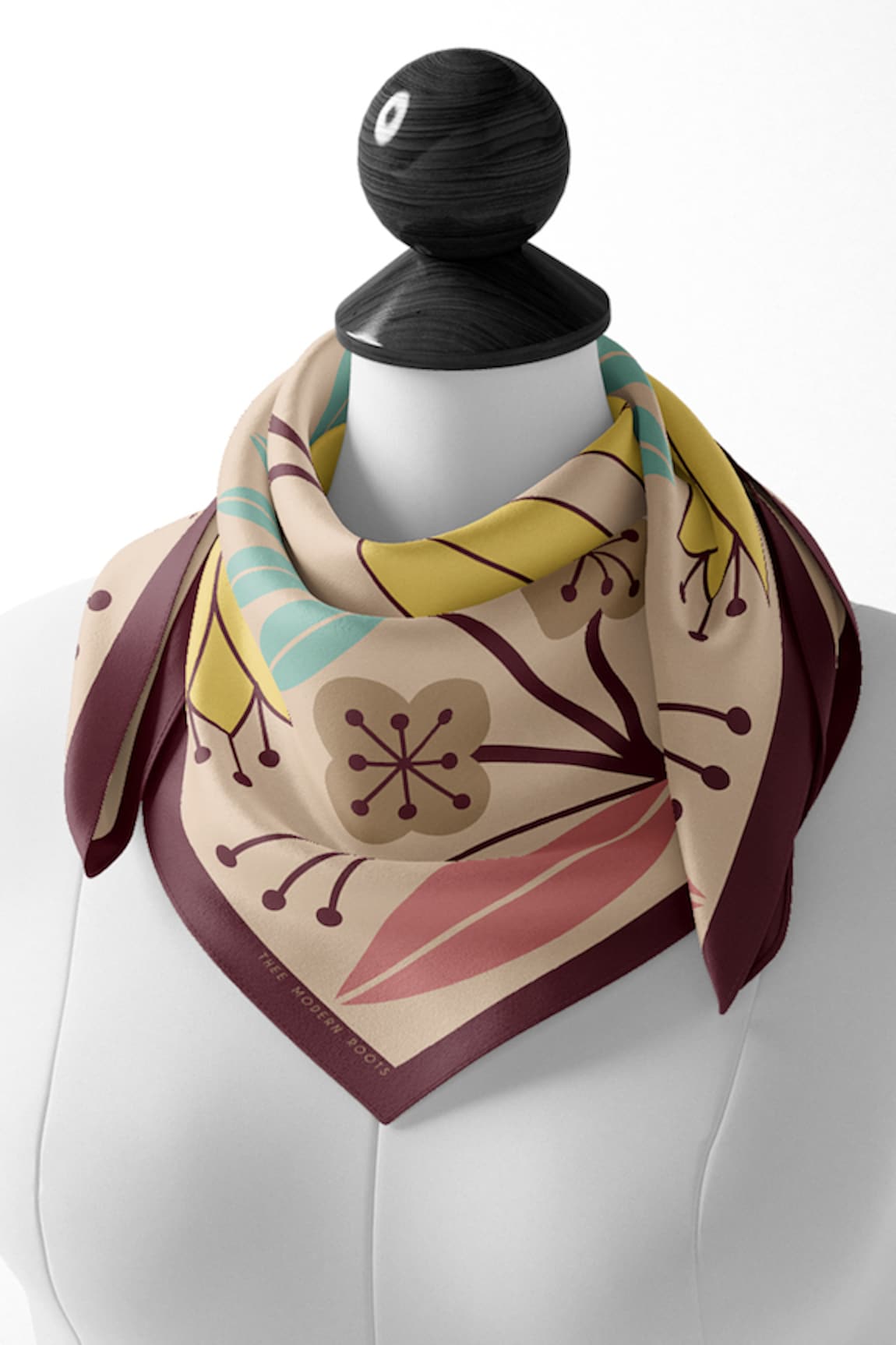 Thee Modern Roots Whispers of Willow Silk Printed Scarf