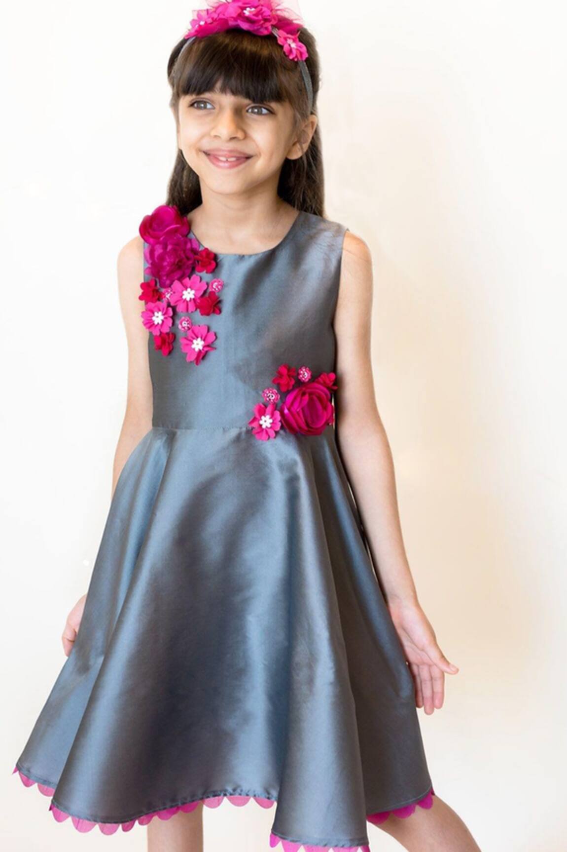 A Little Fable 3D Rosa Bloom Applique Dress