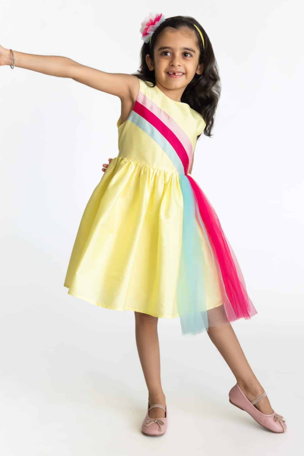 A Little Fable Rainbow Fun Panelled Dress 