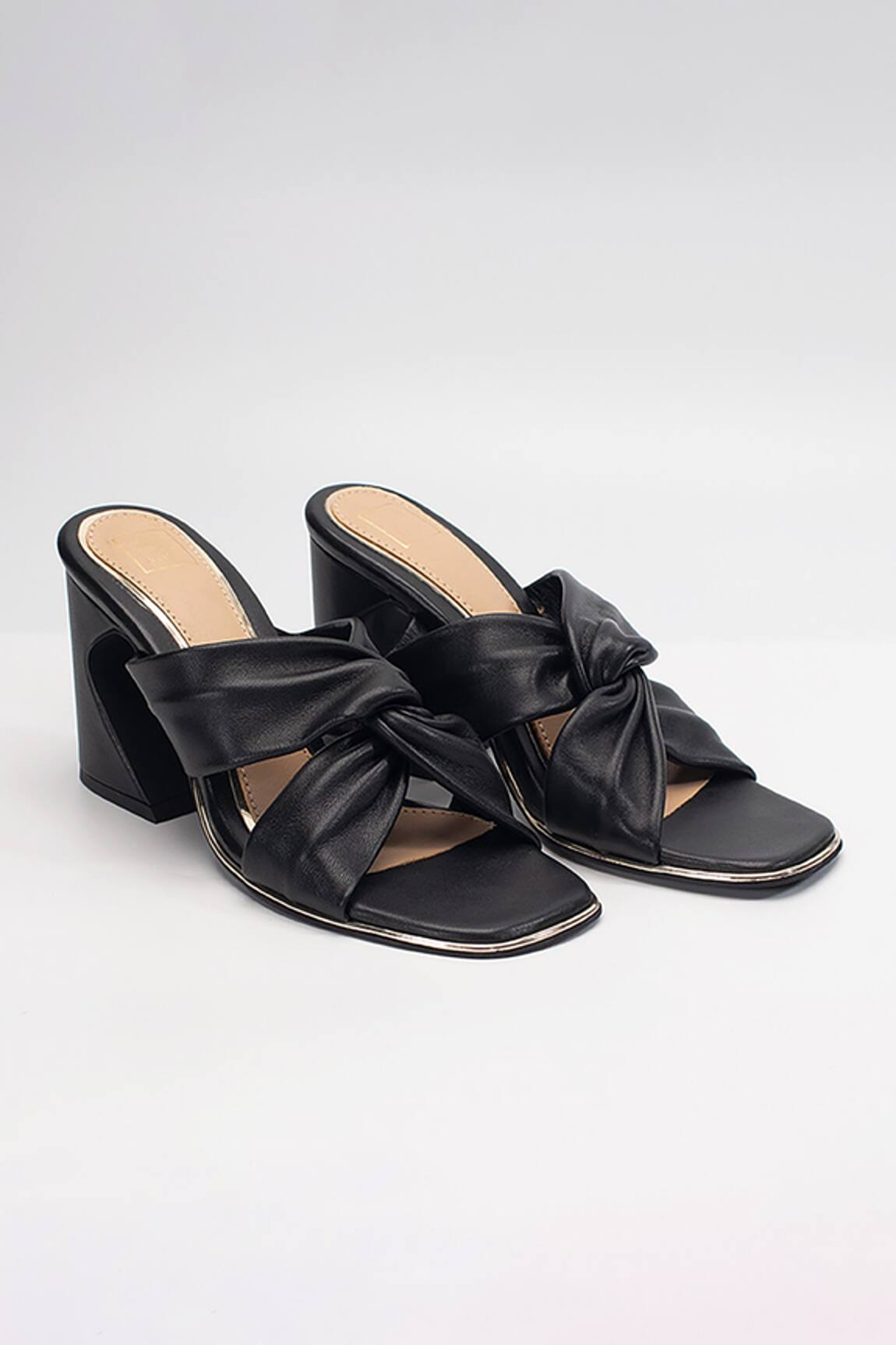 Heel Your Sole Lulu Knotted Cutout Strap Block Heels 
