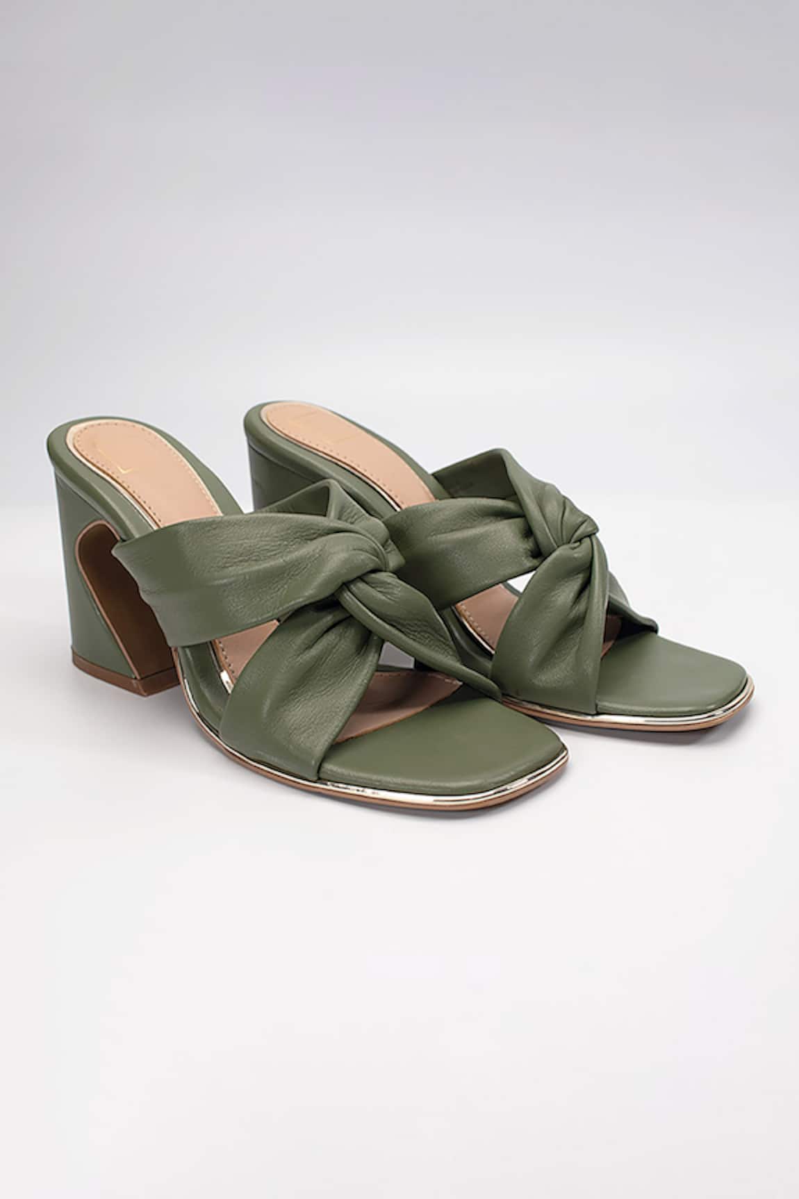 Heel Your Sole Lulu Knotted Strap Leather Block Heels