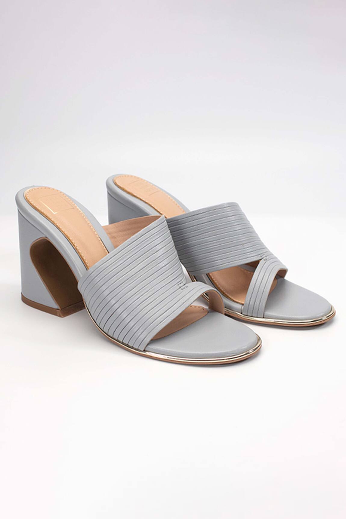 Heel Your Sole Kiko Striped Strap Leather Block Heels