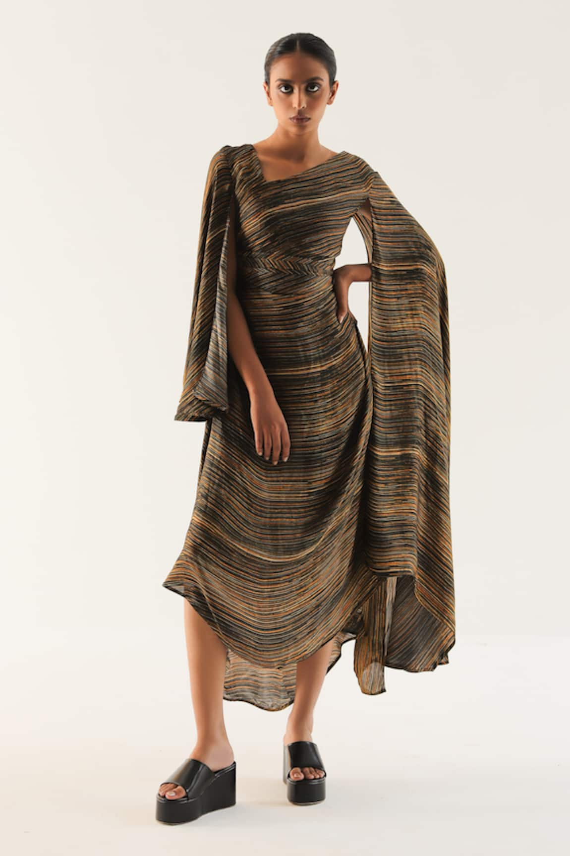 TIL Multi Amber Striped Draped Dress