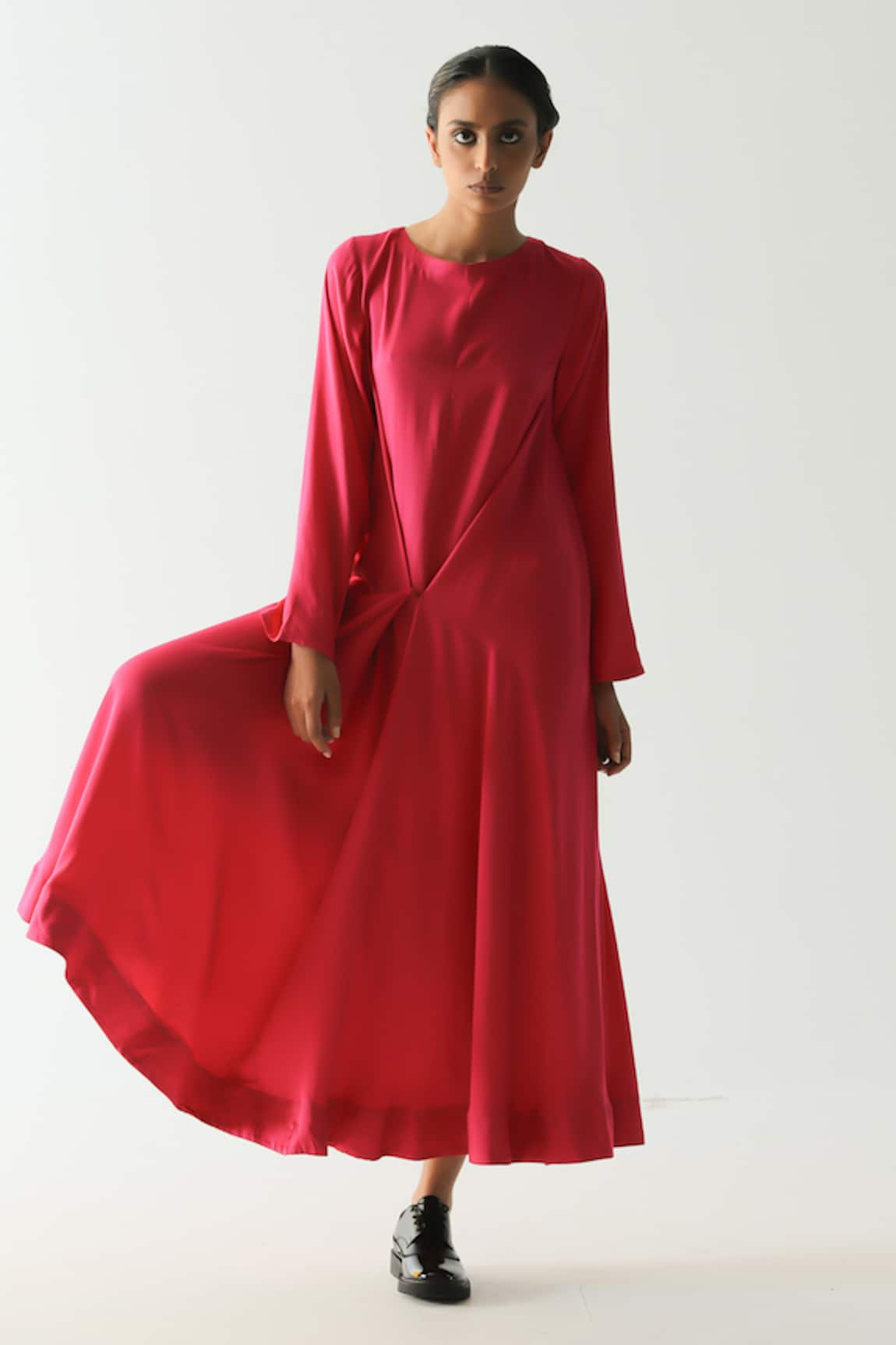 TIL Solid Draped Wrap Dress