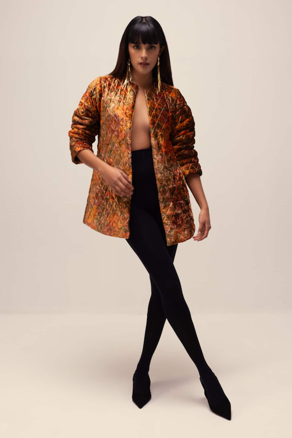 Reena Sharma Nargis Print Quilted Jacket 