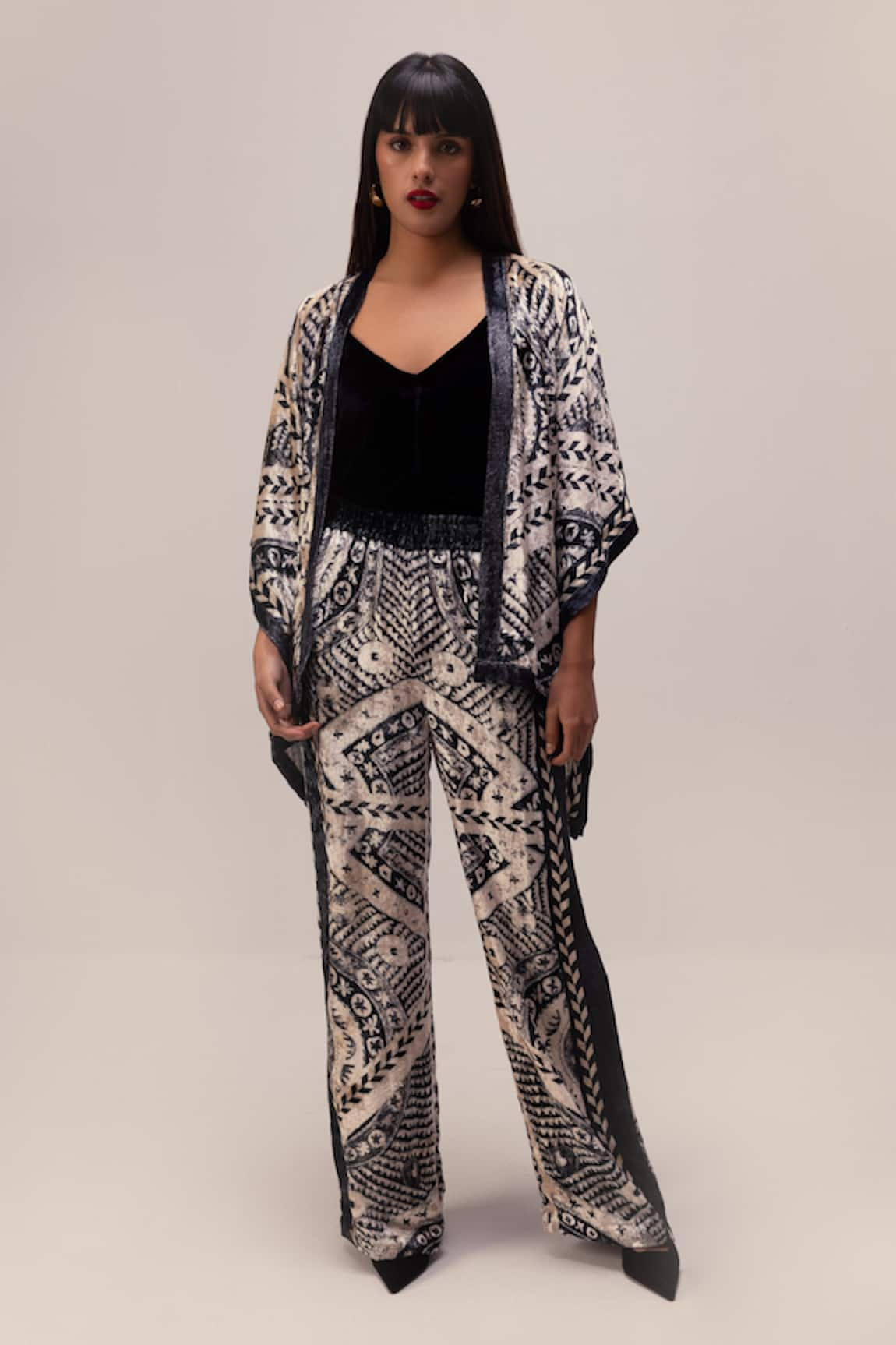 REENA SHARMA Nikita Print Kimono Jacket With Pant