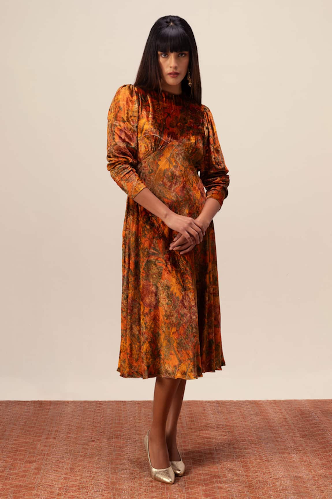 Reena Sharma Nargis Print Midi Dress 